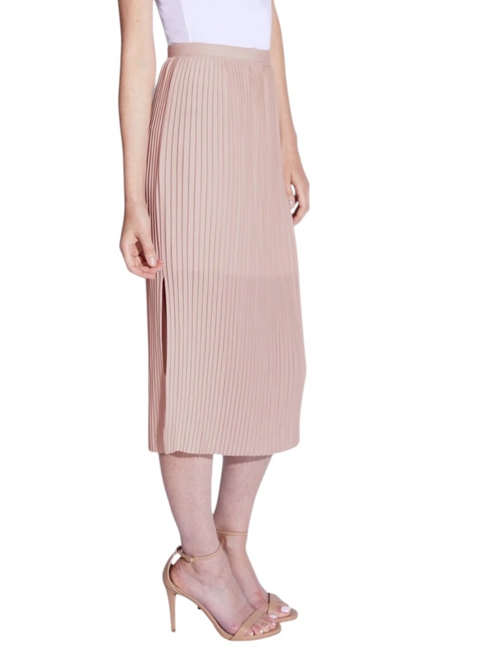 Noel Asmar Joie pleated chiffon side slit midi skirt size 8 excellent condition